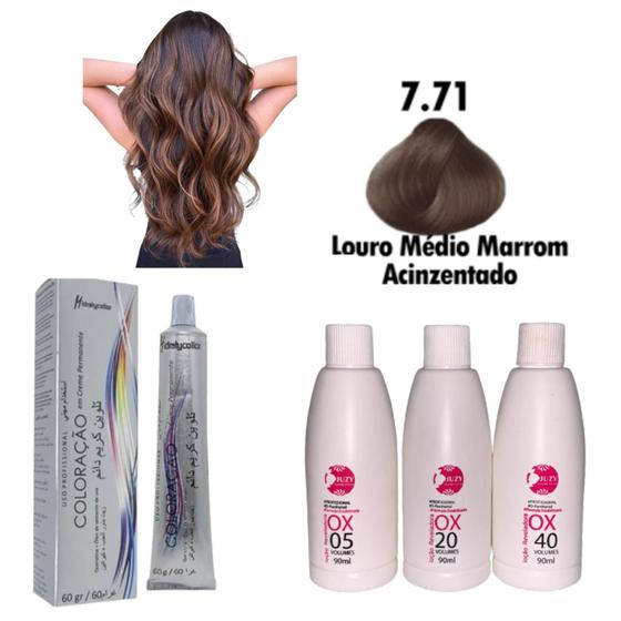 Imagem de Coloração Mairibel 7.71 Castanho Claro Marrom Acinzentado + Ox 90ml