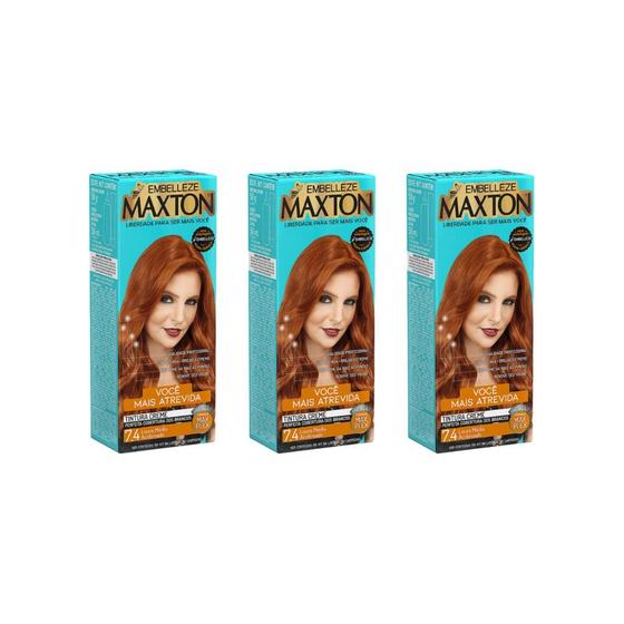 Imagem de Coloraçao Maxton 7.4 Louro Medio Acobreado-Kit C/3un