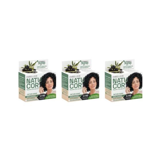 Imagem de Coloraçao Natucor 1.110 Preto Intenso Profundo - Kit C/ 3un