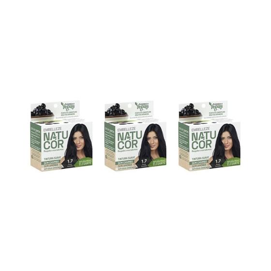 Imagem de Coloraçao Natucor 1.7 Preto ulado - Kit Com 3Un