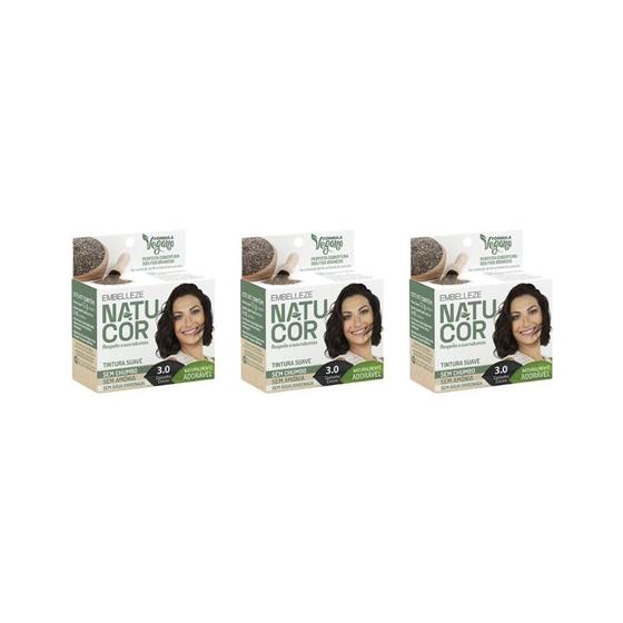 Imagem de Coloraçao Natucor 3.0 Castanho Escuro - Kit Com 3Un
