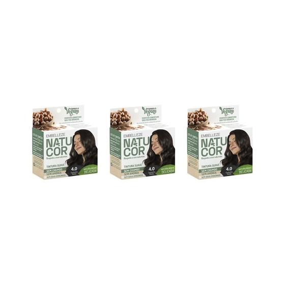 Imagem de Coloraçao Natucor 4.0 Castanho Medio - Kit Com 3Un