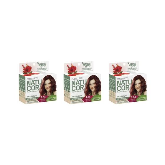 Imagem de Coloraçao Natucor 5.64 Castanho Claro Vermelho Aco-Kit C/3Un