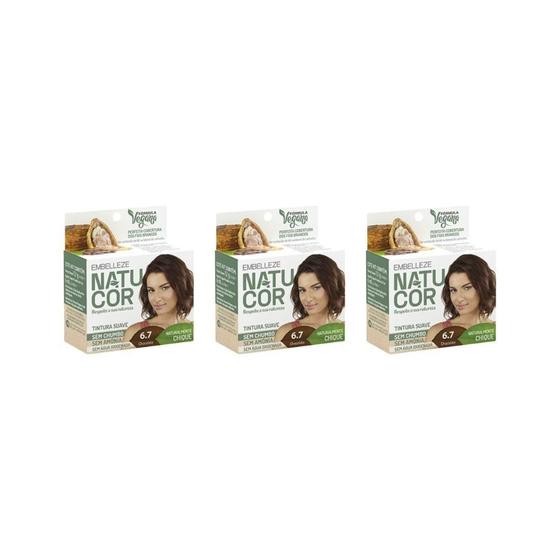 Imagem de Coloraçao Natucor 6.7 Chocolate - Kit Com 3Un