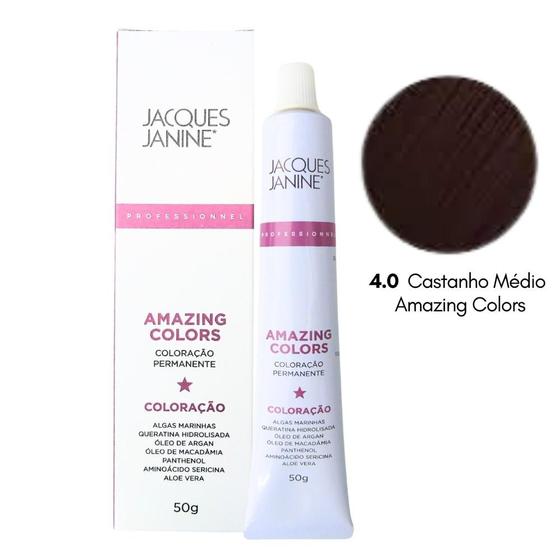 Imagem de Coloração Permanente Jacques Janine 4.0 Castanho Médio 50g