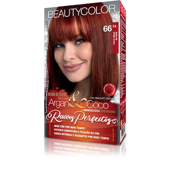 Coloração Permanente Kit Vermelhos Infalíveis - 66.74 Ruivo Doce de Leite - BeautyColor