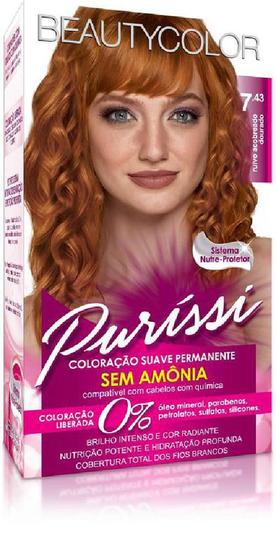 Coloração Suave Sem Amônia Purissí 7.43 Ruivo Acobre Dourado - Tinta de ...