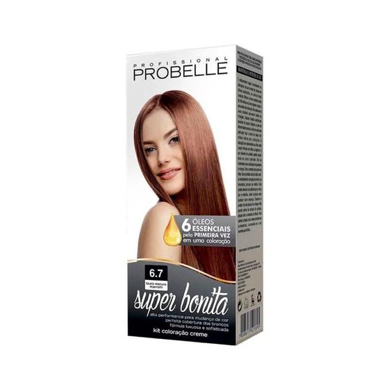 Imagem de Coloração Super Bonita 6.7 Louro Escuro Marrom 50g - Probelle - Probelle Profissional