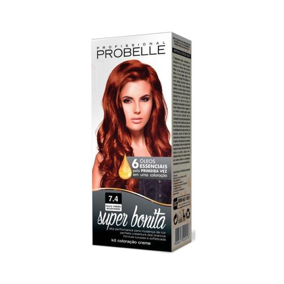 Imagem de Coloração Super Bonita 7.4 Louro Médio Acobreado 50g - Probelle - Probelle Profissional