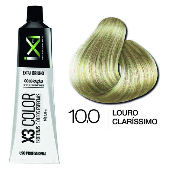 Imagem de Coloração X3-Color 60g 10.0 Louro Claríssimo- Proteínas e Óleos Especiais