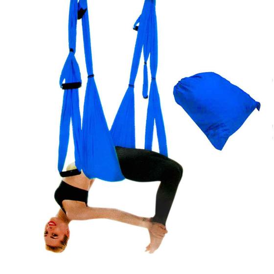 Imagem de Columpio Suspenso Pilates Yoga Aéreo Balance Swing Bolsa Azul