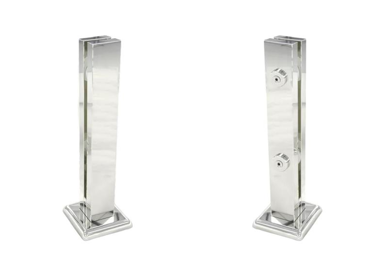Imagem de Coluna Torre Inox Guarda Corpo Pinça Sacada Piscina 40 Cm P/ Vidro, Base Quadrada, Acabamento Polido