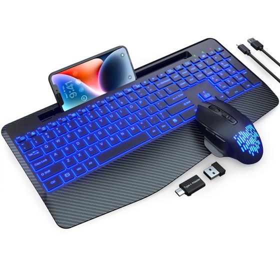 Imagem de Combinação de teclado e mouse sem fio SABLUTE Recarregável Preto