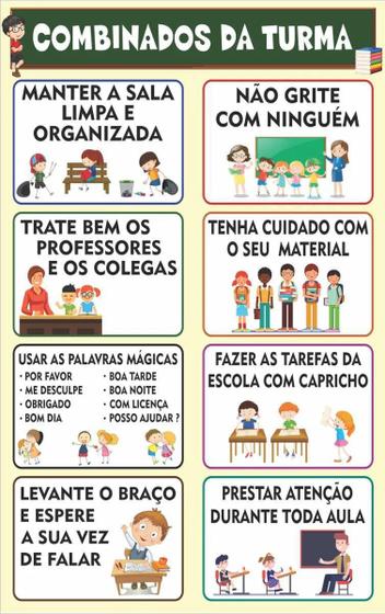 Imagem de Combinados Da Turma Escolar Painel Lona