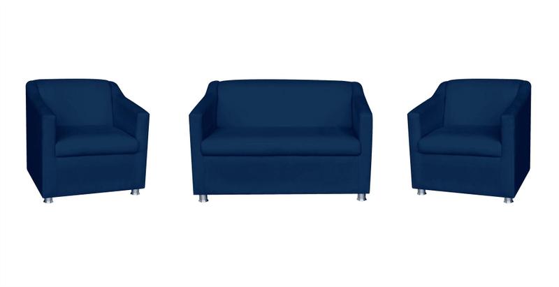 Imagem de Combo 01 Namoradeira mais 02 Poltrona Decorativa Tilla Pés Cromados Suede Azul Marinho - DS Estofados