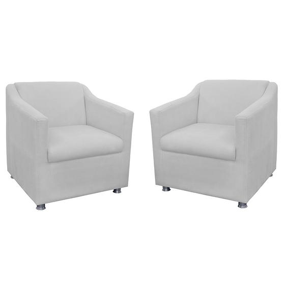 Imagem de Combo 02 Poltronas Decorativa Tilla Pés Cromados Suede Branco - DS Estofados