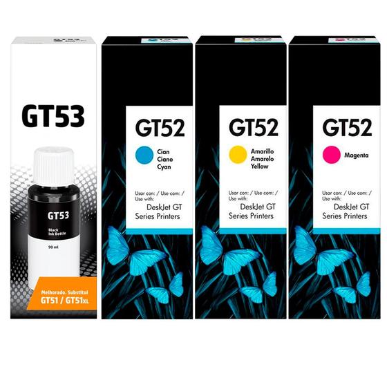 Imagem de combo 04 Refil de Tintas GT53 / GT52 para impressora Deskjet Ink Tank Wireless 400 series