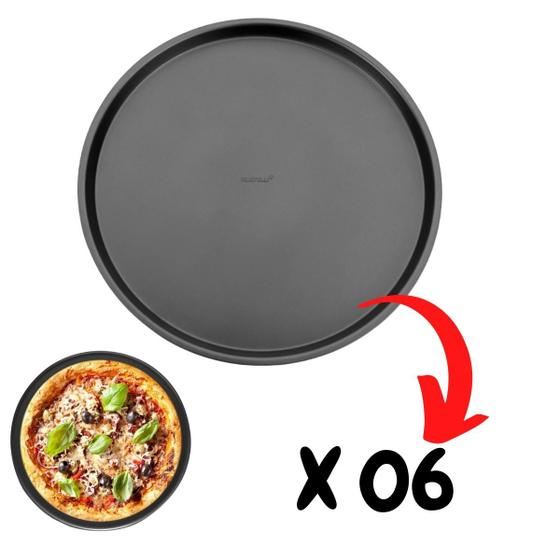 Imagem de Combo 06 Formas de Pizza Assadeira Antiaderente Bandeja