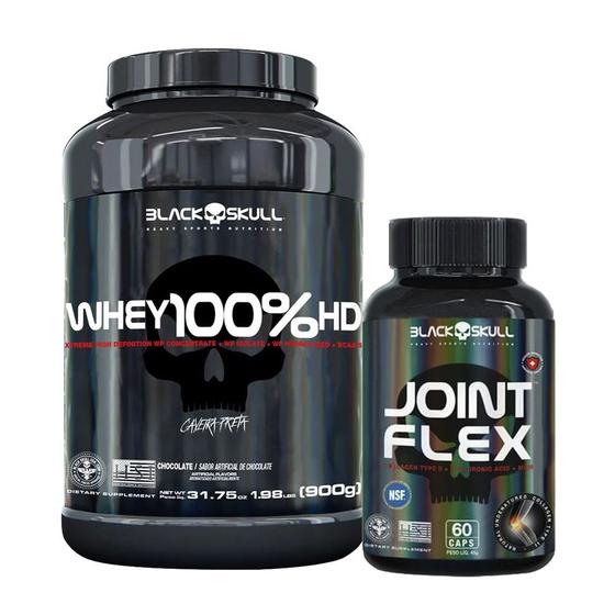 Imagem de Combo 100%HD Whey Protein  900g 3W e Joint Flexx 60 caps - Black Skull