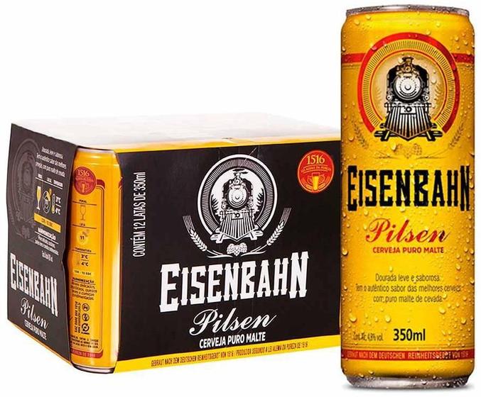 Imagem de Combo 12 Latas Eisenbahn Lata De Cerveja Puro Malte 350Ml