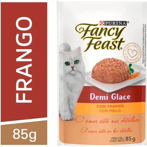 Imagem de Combo 12 Ração Úmida De Gatos Sachê 85g Demi Glace Frango