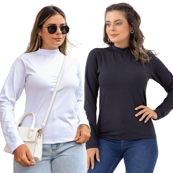 Imagem de Combo 2 blusas cacharrel termicas peluciadas feminina slim 610.k2