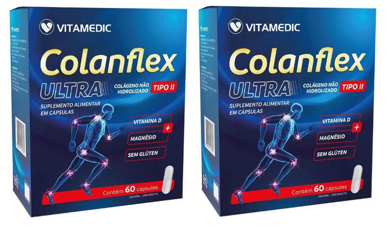 Imagem de Combo 2 caixas Colanflex Colágeno Não Hidrolisado Tipo II 60 Cápsulas - Vitamedic