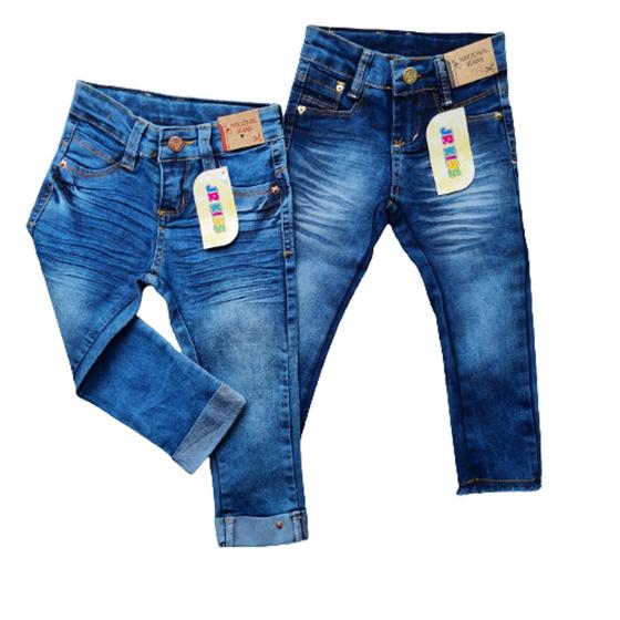 Imagem de combo 2 calças jeans infantil menina com lycra Tam 3