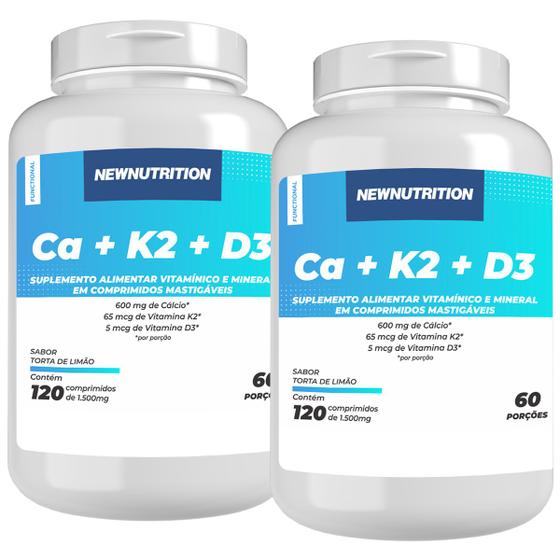 Imagem de Combo 2 Cálcio Com Vitamina K2 e Vitamina D3 - 120 Comprimidos NEWNUTRITION