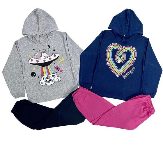 Imagem de COMBO 2 Conjuntos ROUPA INFANTIL MENINA INVERNO MOLETOM