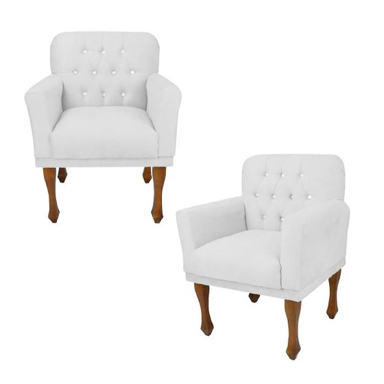 Imagem de Combo 2 Poltrona Cadeira Decorativa Para Recepção Anitta Suede Branco LM DECOR