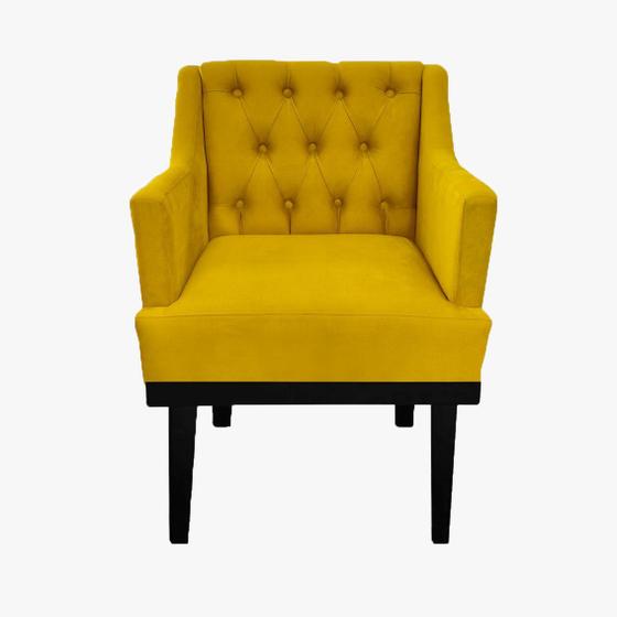 Imagem de Combo 2 Poltronas Decorativa Em Capitonê Para Sala de Recepção Aurora Suede Amarelo DL Decor