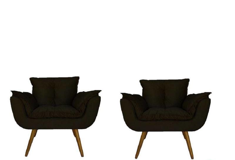 Imagem de Combo 2 Poltronas Decorativa Estofada Para Sala Comercial Opala Suede Marrom - LM DECOR