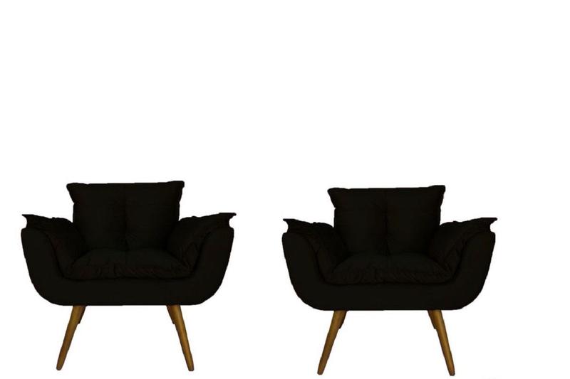 Imagem de Combo 2 Poltronas Decorativa Estofada Para Sala Comercial Opala Suede Preto - LM DECOR