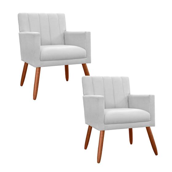 Imagem de Combo 2 Poltronas Decorativa Para Consultório Escritório Cecília Suede Branco - DL DECOR