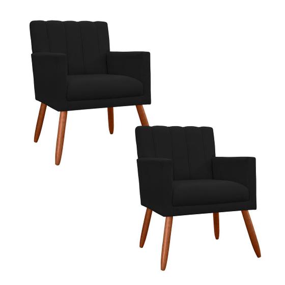 Imagem de Combo 2 Poltronas Decorativa Para Consultório Escritório Cecília Suede Preto - INCASA DECOR