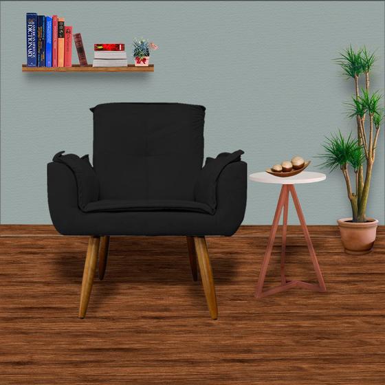 Imagem de Combo 2 Poltronas Estofadas Decorativas Para Escritório Emília Plus Suede Preto - DL Decor