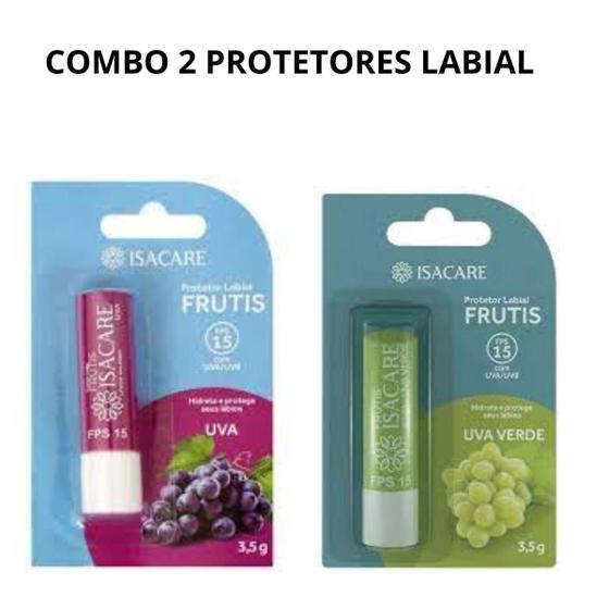 Imagem de Combo 2 protetores labial  isacare uva e uva verde