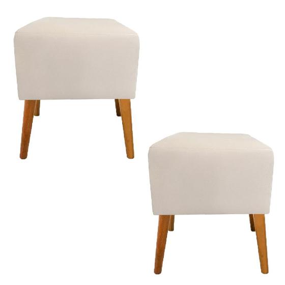 Imagem de Combo 2 Puf, Puff Para Sala, Puff Suede Bege Off White