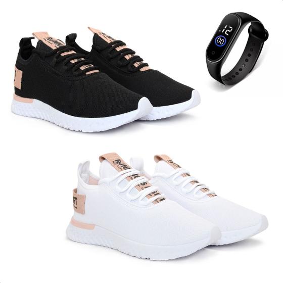 Imagem de Combo 2 Tênis Feminino Esportivo Academia Caminhada Olimp BF Shoes + Relógio