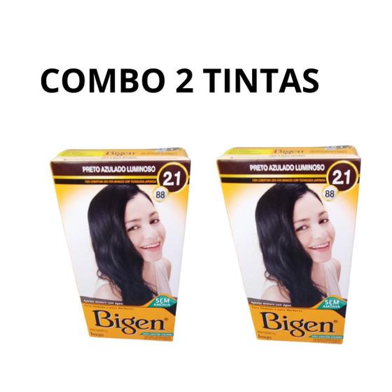 Imagem de Combo 2 tintas sem amonia bigen 2.1 preto azulado luminoso