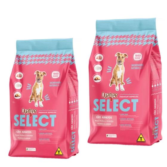Combo 2 un. Quatree Premium Select Cães Adultos Raças Médias e Grandes 15KG Menor preço em Combo 2 un. Quatree Premium Select Cães Adultos Raças Médias e Grandes 15KG