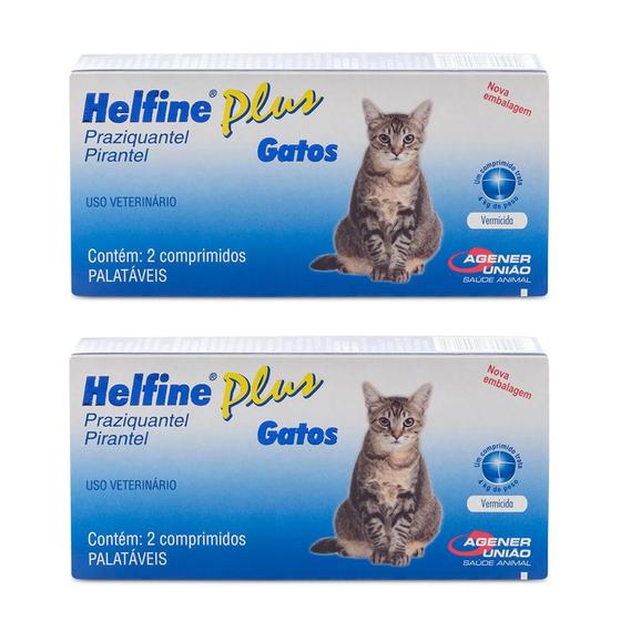 Imagem de Combo 2 unidades Helfine Plus Vermífugo para Gatos - 2 comprimidos