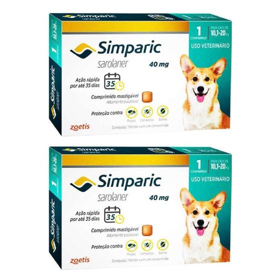 Combo 2 Unidades Simparic 10,1 A 20 Kg 40Mg Comp Avulso - Zoetis ...