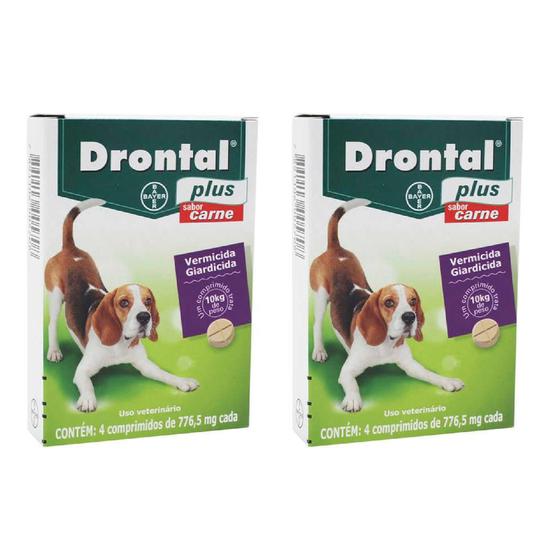 Combo 2 unidades Vermífugo Bayer Drontal Plus Sabor Carne Cães 10 kg