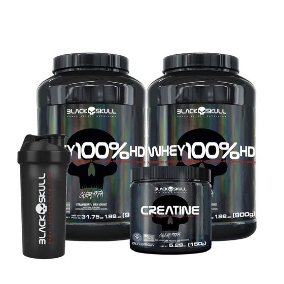 Imagem de Combo 2 Whey 100% HD Pote 900g, Creatina Monohidratada 150g e Coqueteleira - BlackSull