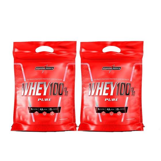 Imagem de Combo 2 Whey Protein 100% Pure Nutri Concentrado Baunilha 900g Refil + Coqueteleira - Integralmédica