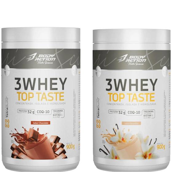 Imagem de Combo 2 Whey Protein 3w Top Taste, 900 g ( Proteína Concentrada, Isolada e Hidrolisada)Body Action