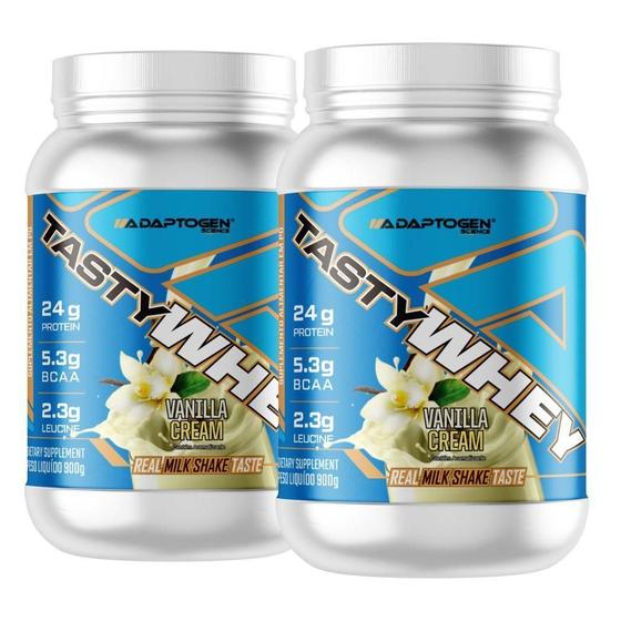 Imagem de Combo 2 Whey Tasty Isolado Hidro Baunilha 3W 900G Adaptogen