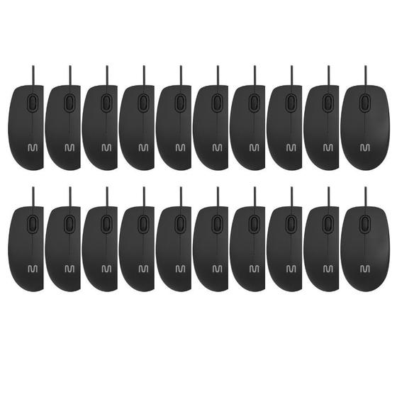 Imagem de Combo 20 unidades Mouse com Fio MF400 Conexão USB 1200dpi Clique Silencioso Preto Multi - MO386K